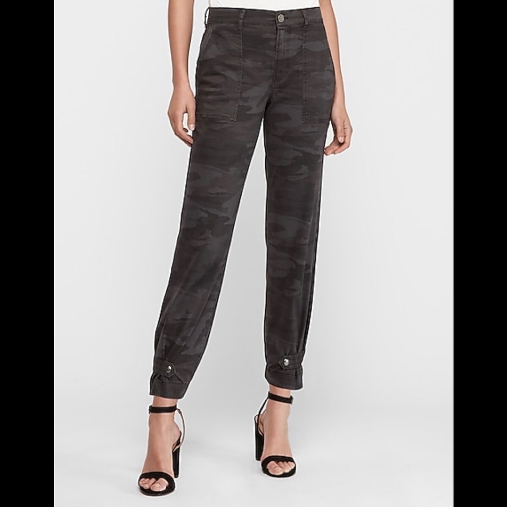 High Waisted Straight Cropped Cinched Hem Pant